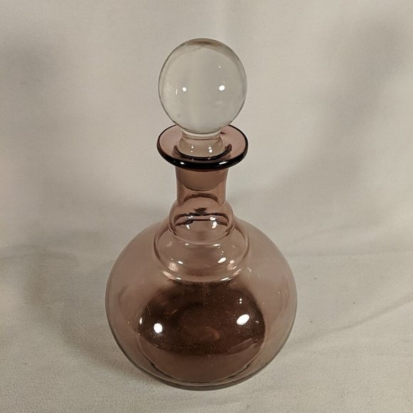 Amethyst Purple Glass Decanter Set of 9 6 Glasses Cups Bowl Rest Stop Topper VTG - Picture 3 of 16